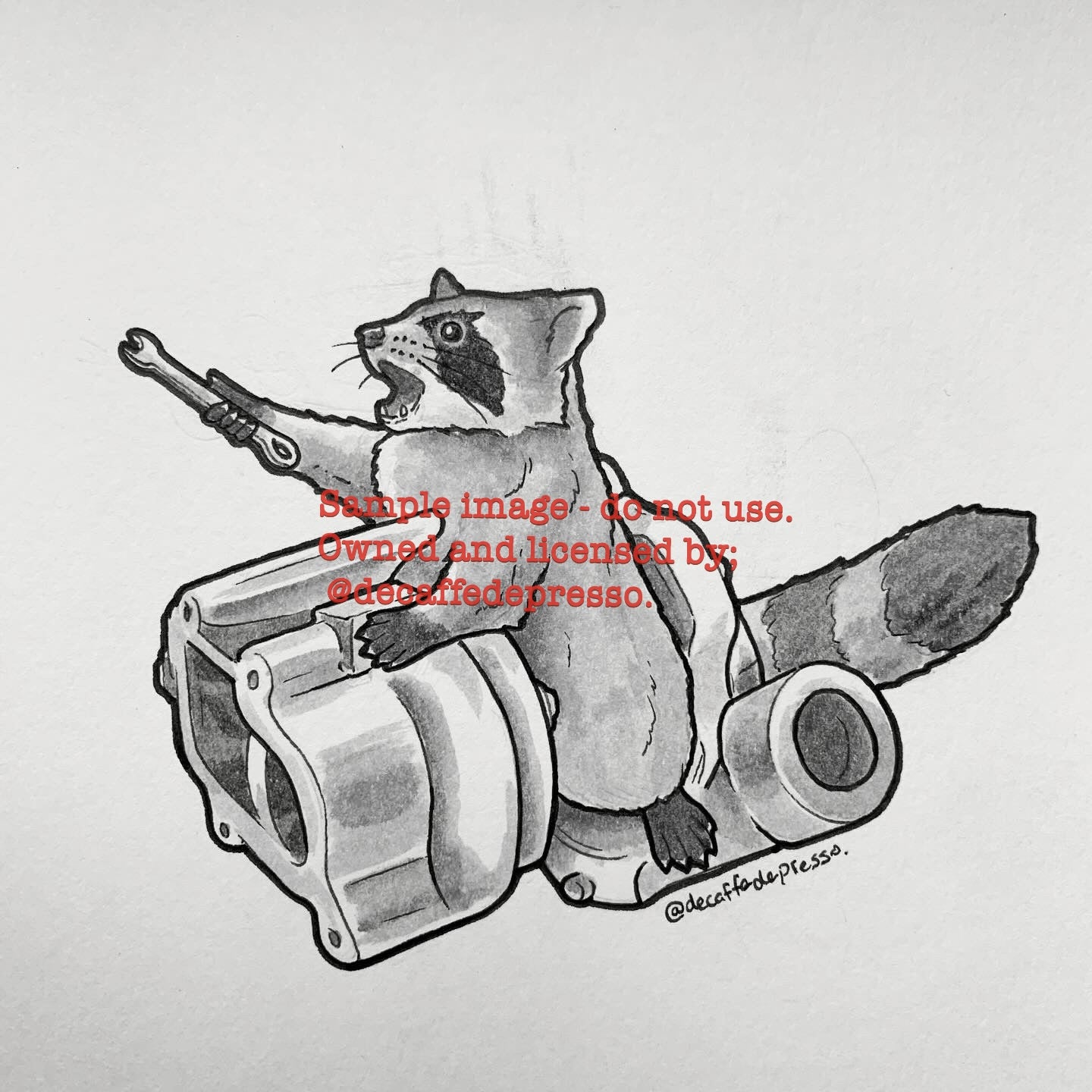 Mechanic Raccoon Sticker Auto mechanic raccoon – Decaffedepresso