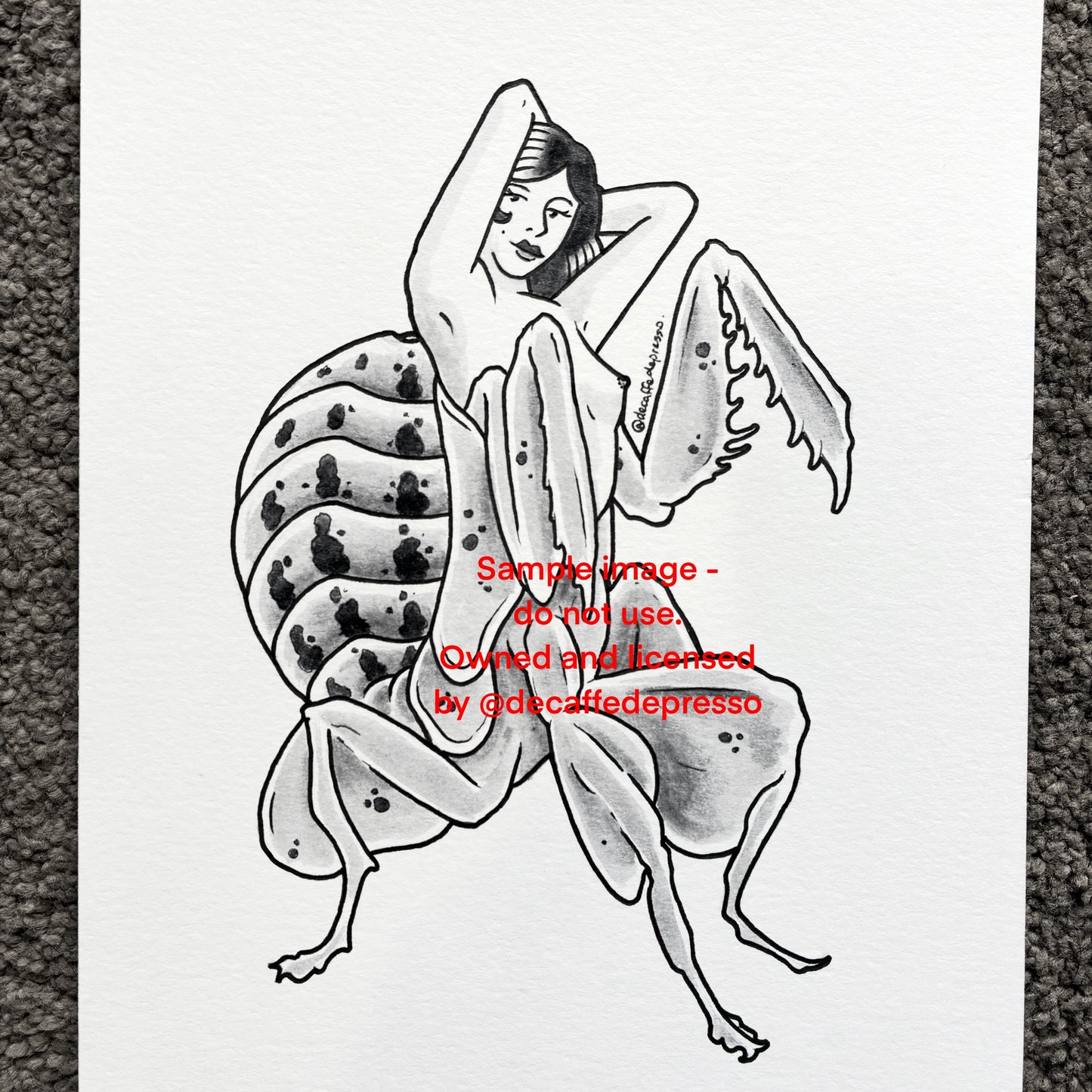 Praying mantis pin-up