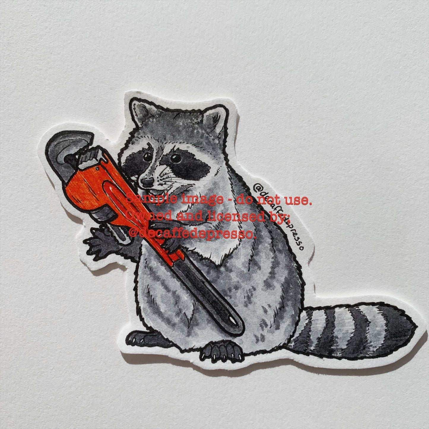 Pipe wrench raccoon (plumber)