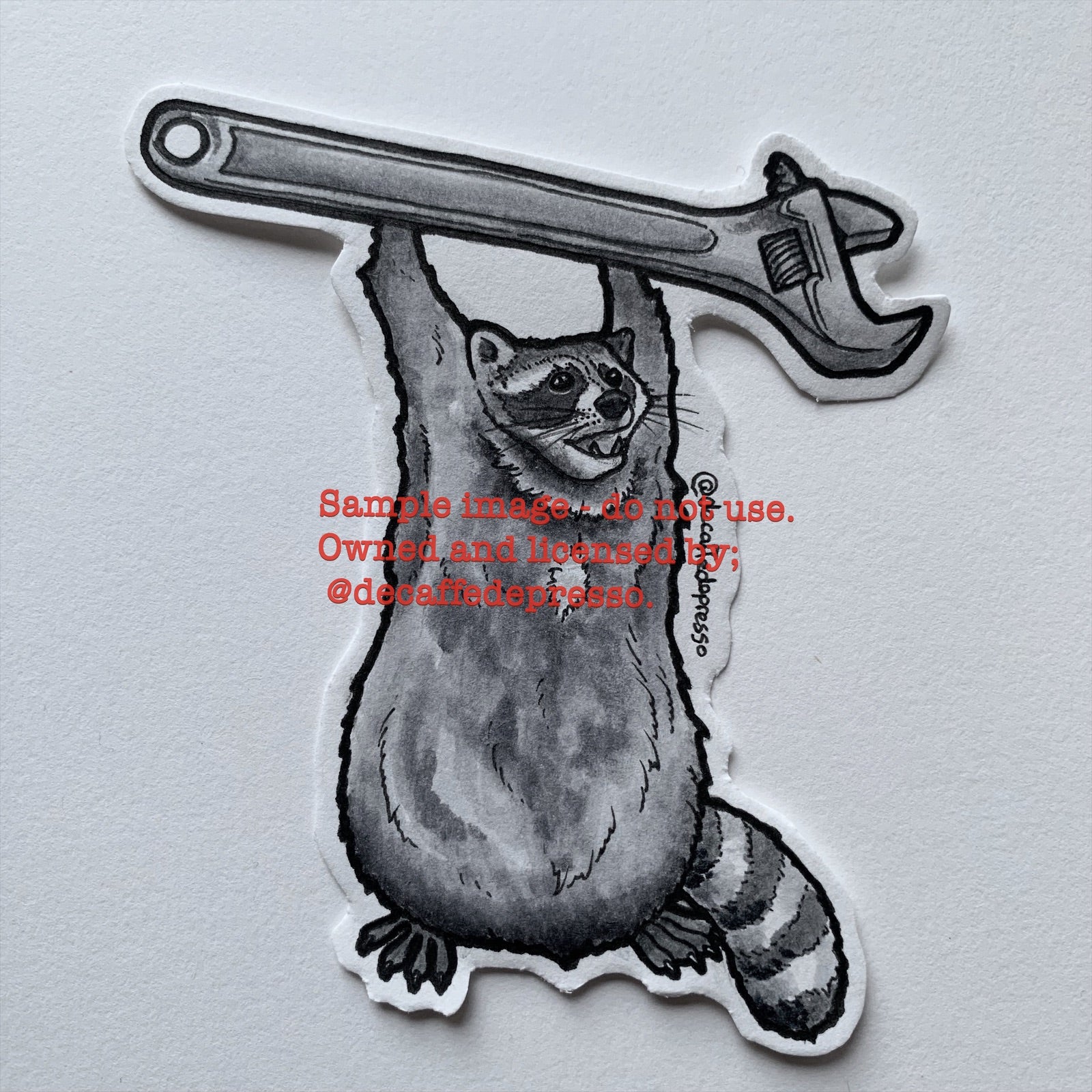 Mechanic Raccoon Sticker Mechanic Raccoon (wrench) – Decaffedepresso